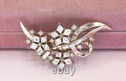 Vintage Trifari Alfred Philippe 1950s Gold Abstract Flower Rhinestone Brooch