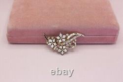 Vintage Trifari Alfred Philippe 1950s Gold Abstract Flower Rhinestone Brooch