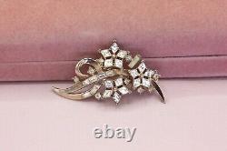 Vintage Trifari Alfred Philippe 1950s Gold Abstract Flower Rhinestone Brooch