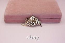 Vintage Trifari Alfred Philippe 1950s Gold Abstract Flower Rhinestone Brooch