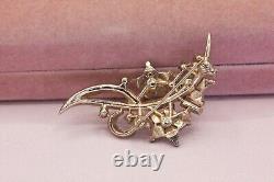 Vintage Trifari Alfred Philippe 1950s Gold Abstract Flower Rhinestone Brooch