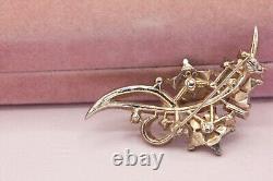 Vintage Trifari Alfred Philippe 1950s Gold Abstract Flower Rhinestone Brooch