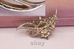Vintage Trifari Alfred Philippe 1950s Gold Abstract Flower Rhinestone Brooch