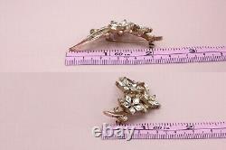 Vintage Trifari Alfred Philippe 1950s Gold Abstract Flower Rhinestone Brooch