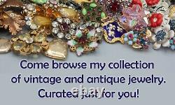 Vintage Trifari Alfred Philippe 1950s Gold Abstract Flower Rhinestone Brooch
