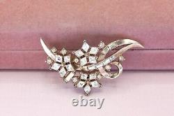 Vintage Trifari Alfred Philippe 1950s Gold Clear Rhinestone Brooch