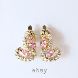 Vintage Trifari Alfred Philippe Aurora Borealis Swarovski Crystal Clip Earrings