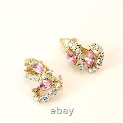 Vintage Trifari Alfred Philippe Aurora Borealis Swarovski Crystal Clip Earrings