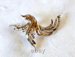 Vintage Trifari Alfred Philippe Bird Of Paradise Brooch Rhinestones READ