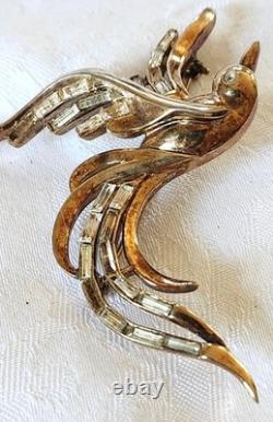 Vintage Trifari Alfred Philippe Bird Of Paradise Brooch Rhinestones READ