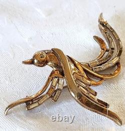 Vintage Trifari Alfred Philippe Bird Of Paradise Brooch Rhinestones READ