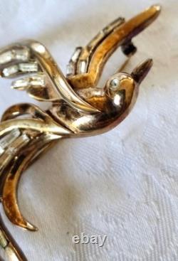 Vintage Trifari Alfred Philippe Bird Of Paradise Brooch Rhinestones READ
