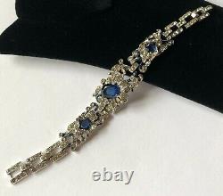 Vintage Trifari Alfred Philippe Bracelet Blue/Clear RS/Silver Tone Signed