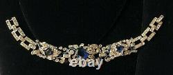 Vintage Trifari Alfred Philippe Bracelet Blue/Clear RS/Silver Tone Signed