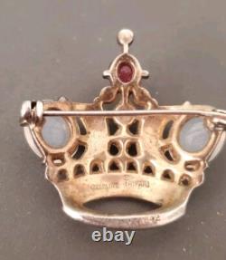 Vintage Trifari Alfred Philippe Brooch Pin Crown Sterling Silver Cabochon 1