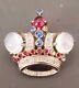 Vintage Trifari Alfred Philippe Brooch Pin Crown Sterling Silver Cabochon 2
