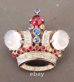 Vintage Trifari Alfred Philippe Brooch Pin Crown Sterling Silver Cabochon 2