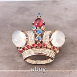 Vintage Trifari Alfred Philippe Brooch Pin Crown Sterling Silver Cabochon 2