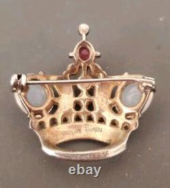 Vintage Trifari Alfred Philippe Brooch Pin Crown Sterling Silver Cabochon 2