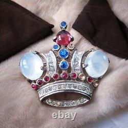 Vintage Trifari Alfred Philippe Brooch Pin Crown Sterling Silver Cabochon 2