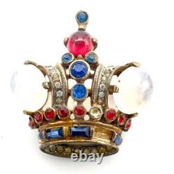 Vintage Trifari Alfred Philippe Brooch Pin Jelly Belly Crown Sterling Silver