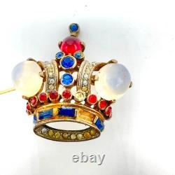 Vintage Trifari Alfred Philippe Brooch Pin Jelly Belly Crown Sterling Silver