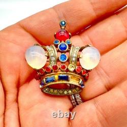 Vintage Trifari Alfred Philippe Brooch Pin Jelly Belly Crown Sterling Silver