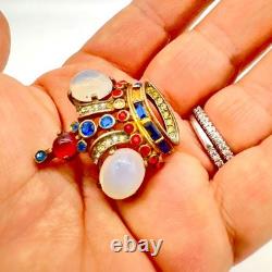 Vintage Trifari Alfred Philippe Brooch Pin Jelly Belly Crown Sterling Silver
