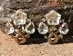 Vintage Trifari Alfred Philippe Carved Rock Crystal Floral Clip Gold Earrings