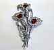Vintage Trifari Alfred Philippe Clear Red Rhinestone Floral Cala Lillies Brooch