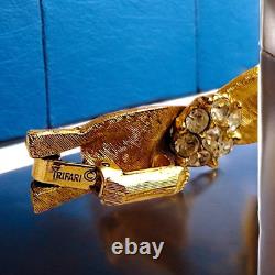 Vintage Trifari Alfred Philippe Clear Rhinestone Birthday Ribbon Link Bracelet