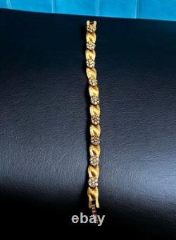 Vintage Trifari Alfred Philippe Clear Rhinestone Birthday Ribbon Link Bracelet