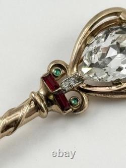 Vintage Trifari Alfred Philippe Coronation Gems Scepter Brooch Book Piece