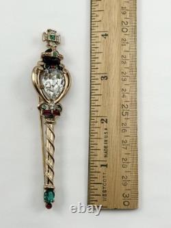 Vintage Trifari Alfred Philippe Coronation Gems Scepter Brooch Book Piece