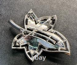 Vintage Trifari Alfred Philippe Crystal Rhinestone Leaf Brooch Pin Maple Ivy