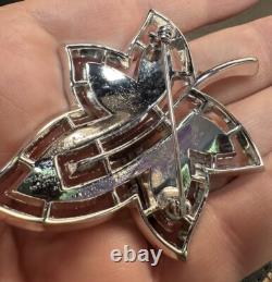 Vintage Trifari Alfred Philippe Crystal Rhinestone Leaf Brooch Pin Maple Ivy