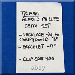 Vintage Trifari Alfred Philippe Demi Set Missing Loose Faux Pearl Free Shipping