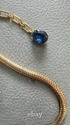 Vintage Trifari Alfred Philippe Empress Eugenie Blue Rhinestone Signed Necklace