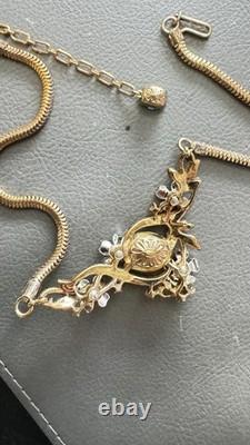 Vintage Trifari Alfred Philippe Empress Eugenie Blue Rhinestone Signed Necklace