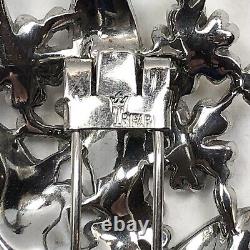 Vintage Trifari Alfred Philippe Enamel Flowers Fur Clip With Rhinestone-Book Piece