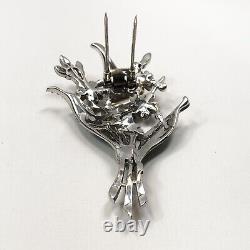 Vintage Trifari Alfred Philippe Enamel Flowers Fur Clip With Rhinestone-Book Piece