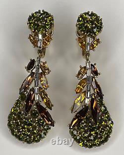 Vintage Trifari Alfred Philippe Esplanade Gold Tone Flower Leaf Clip On Earrings