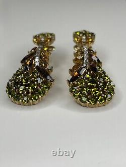 Vintage Trifari Alfred Philippe Esplanade Gold Tone Flower Leaf Clip On Earrings