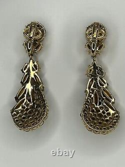 Vintage Trifari Alfred Philippe Esplanade Gold Tone Flower Leaf Clip On Earrings