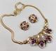 Vintage Trifari Alfred Philippe Faux Amethyst Jewelry Set Choker Earrings 1953