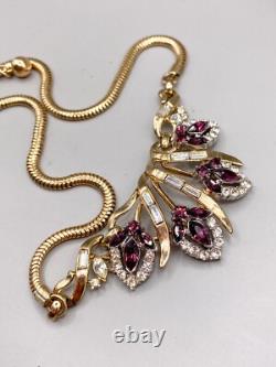 Vintage Trifari Alfred Philippe Faux Amethyst Jewelry Set Choker Earrings 1953
