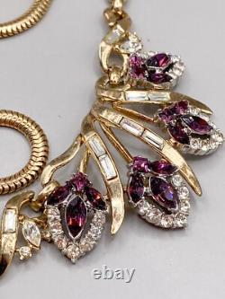 Vintage Trifari Alfred Philippe Faux Amethyst Jewelry Set Choker Earrings 1953
