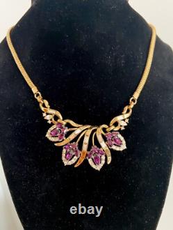 Vintage Trifari Alfred Philippe Faux Amethyst Jewelry Set Choker Earrings 1953