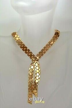 Vintage Trifari Alfred Philippe Golden Honeycomb Tassel Lariat Choker Necklace