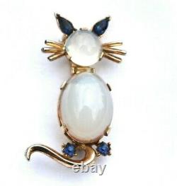 Vintage Trifari Alfred Philippe Jelly Belly Cat Brooch